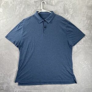 Lululemon Shirt men's XXL Polo Performance Stretch Blue Short Sleeve Casual 2XL